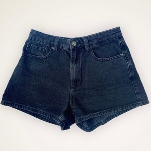 Black denim shorts